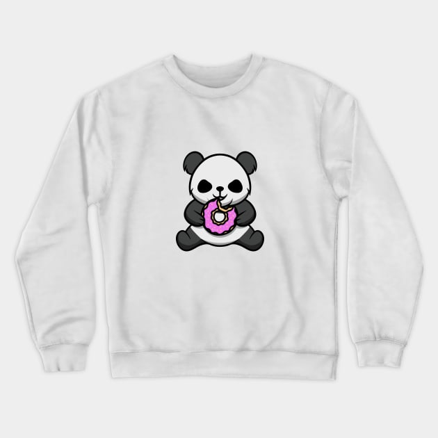 Cute Panda Eating Donut Crewneck Sweatshirt by Cubbone